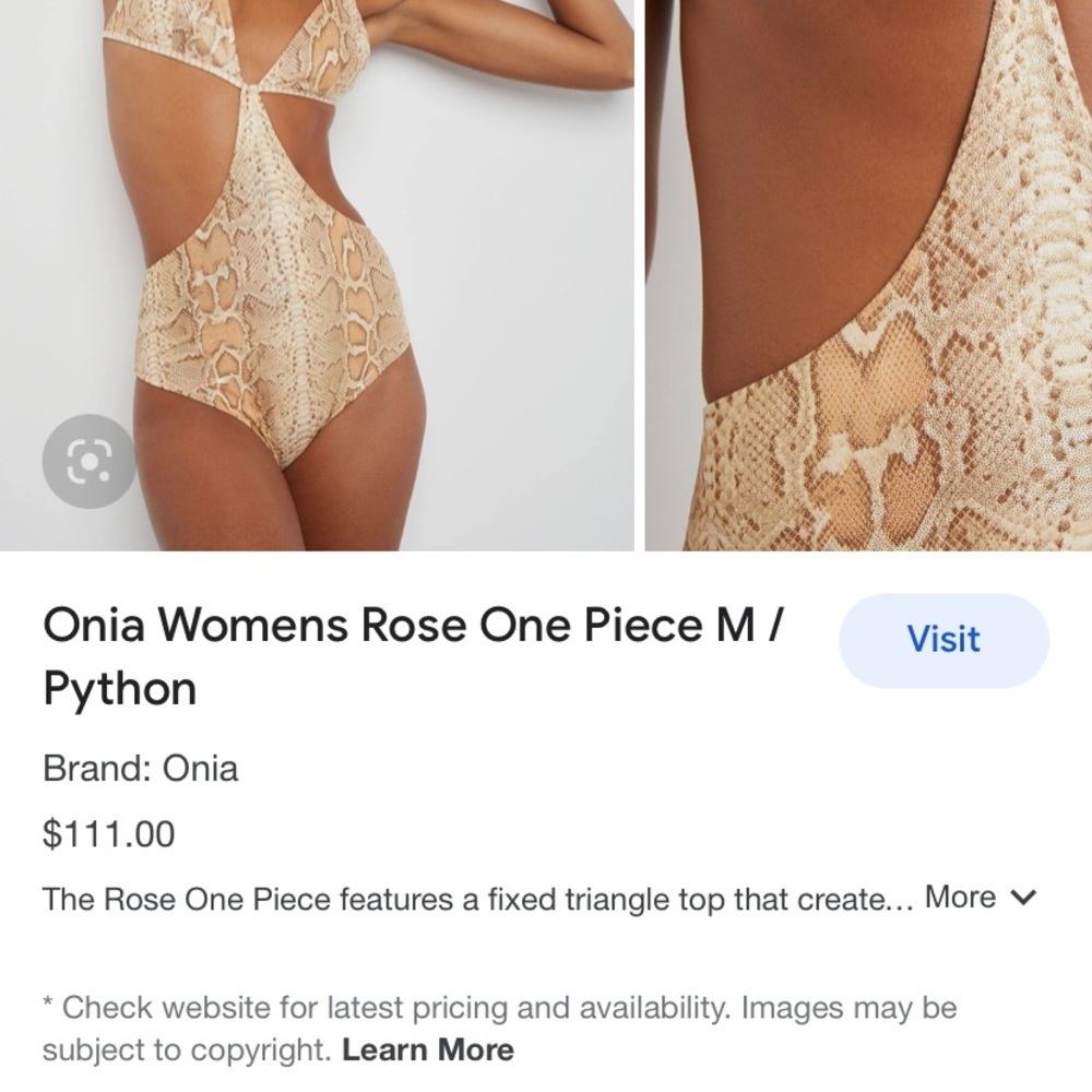 ONIA Rose one piece swimsuit new without tags xs liquid suede python - Picture 4 of 7